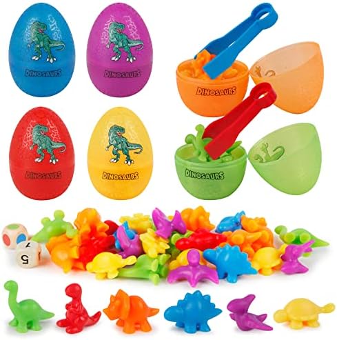 Baby Montessori Sensory Counting Dinosaur Toys Math Games with Eggs, Color Sorting Toys for Toddlers 1-3, Fine Motor Skill Learning Activities for Educational STEM Toys for 2+ Years Old Boys Girls