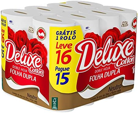 Papel Higienico Deluxe Folha Dupla 20M Leve16 Pague15 Rolos