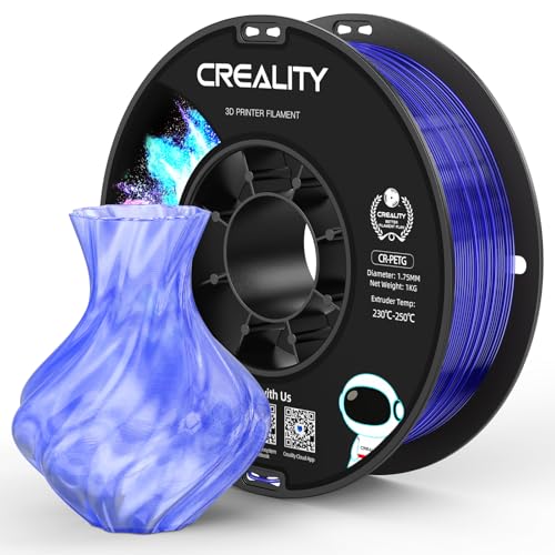 Official Creality PETG 3D Printer Filament 1.75mm 1KG (2.2lbs), High Precision, Strong Toughness, Odorless, Better Flow, Moistureproof 3D Printing CR PETG Filament, Translucent Light Blue