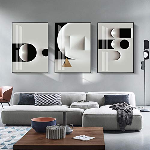 Toile géométrique moderne noir et blanc KEBIA 20x30cm