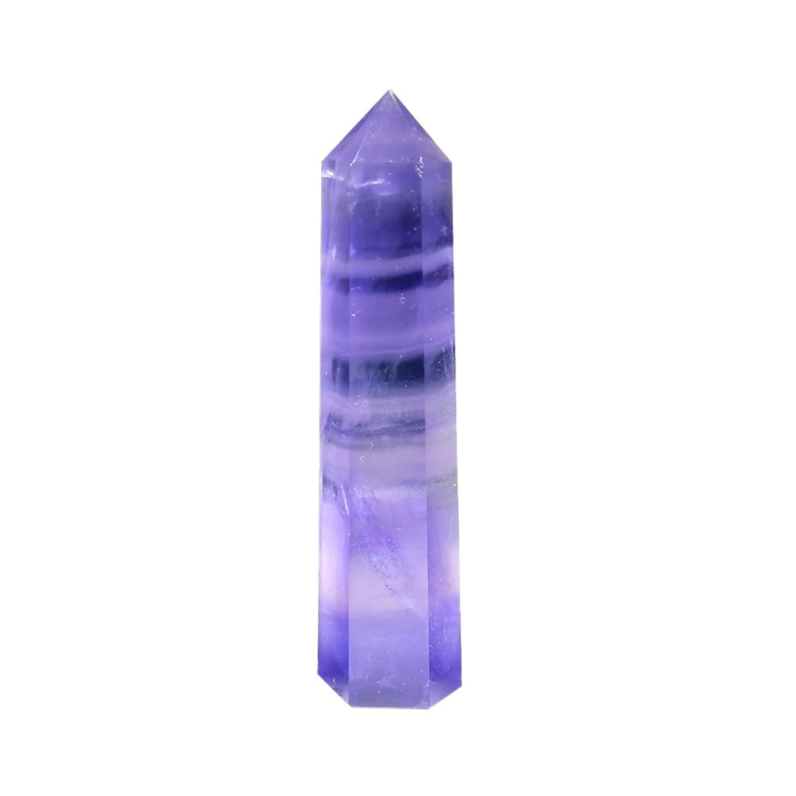Kristallornamente Natürlicher Kristall, bunt gestreift, blauer Fluorit-Quarzkristallstein, violetter Fluorit-Punkt, heilender sechseckiger Zauberstab Wunderschöner Kristall(9-11cm)