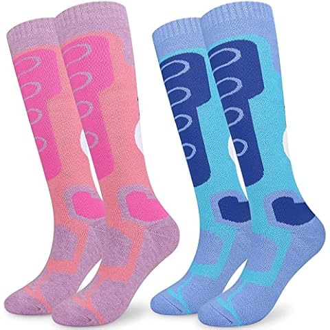 srclo Womens Thermal Ski Socks, Knee High Long Walking Hiking Sports Socks,Cushioned Warm Thick Winter Christmas Athletic Socks Size 4-8 2Pairs Cover
