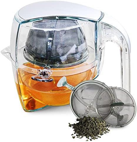 BIOCOR Clear Tea Pot With Infuser, Perfect Tea Pots For Loose Tea, Small Teapot Diffuser, Clear Tea Pot with Stainless Steel Strainer Filter, Tea Infuser Pot with Rotatory Infuser 23 oz BIOCOR Clear Tea Pot With Infuser, Perfect Tea Pots For Loose Tea, Small Teapot Diffuser, Clear Tea Pot with Stainless Steel Strainer Filter, Tea Infuser Pot with Rotatory Infuser 23 oz