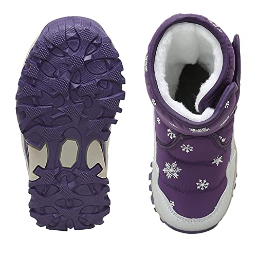 Image of Hopscotch Boys and Girls Cotton Printed Snow Boot in Purple Color