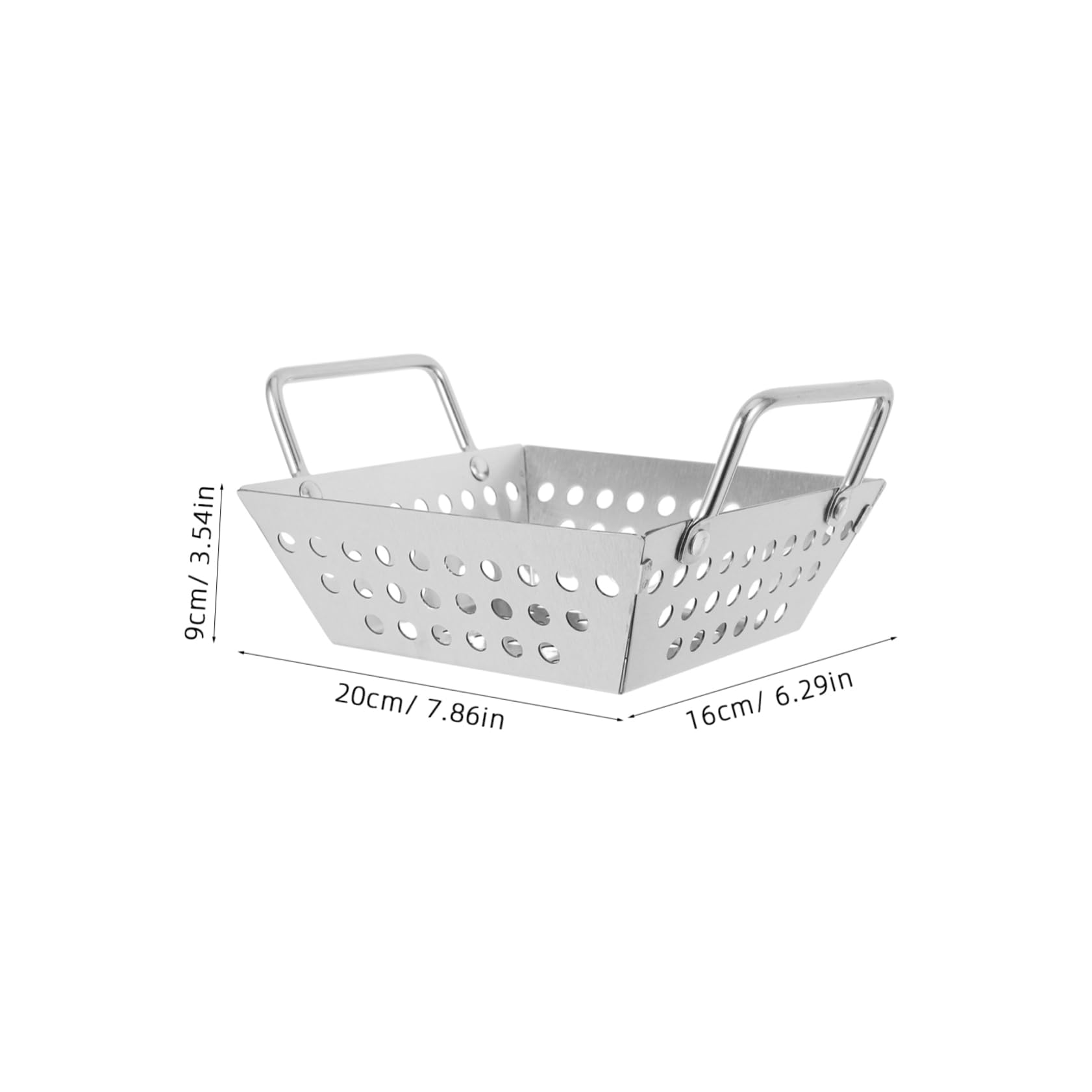 SOLUSTRE Grill Basket Holes Mesh Bbq Tray Stainless Steel Frying Basket Vegetable Strainer Versatile Kitchen Tool