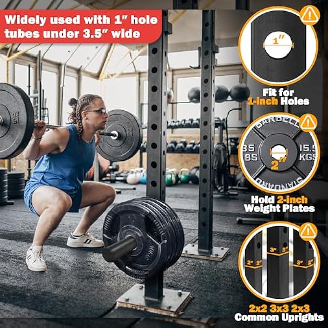 Weight Plate Holder, Power Rack Attachments for Olympic 2-Inch Weight Plate Storage, Fits 2x2, 2x3, 3x3 Power Cages with 1 or 5/8 Holes