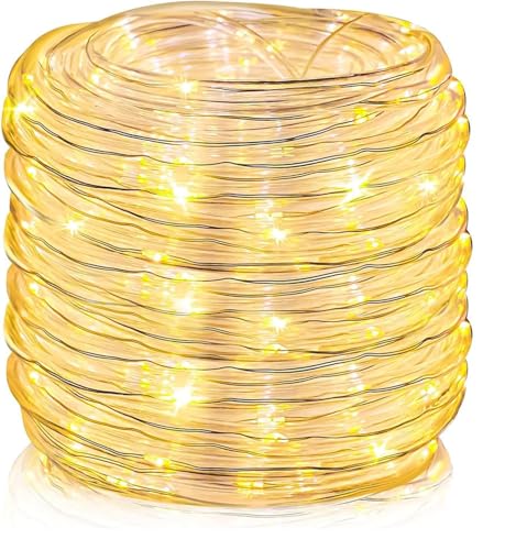 Guirnalda de luces impermeables para exteriores con control remoto, blanco cálido para acampar y paisajismo (10 m)