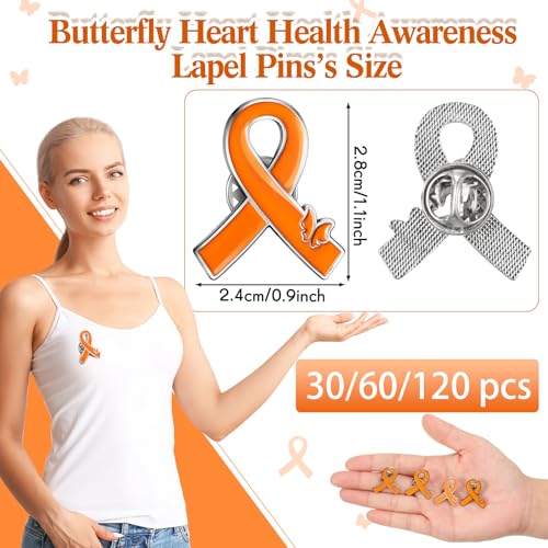 Tondiamo Orange Ribbon Awareness Pins Leukemia Kidney Cancer Multiple Sclerosis Against Bullying Suicide Adhd Lymphoma Awareness Hope Brooch Lapel Pin Bulk for Public Activity Supplies2