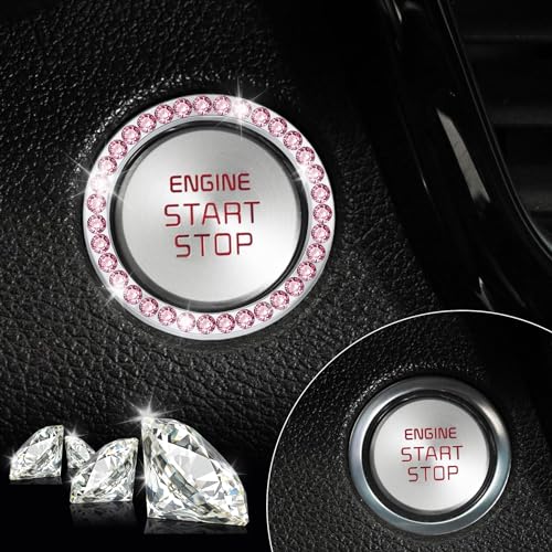 image for LivTee 2 PCS Crystal Rhinestone Car Engine Start Stop Decoration, Ring