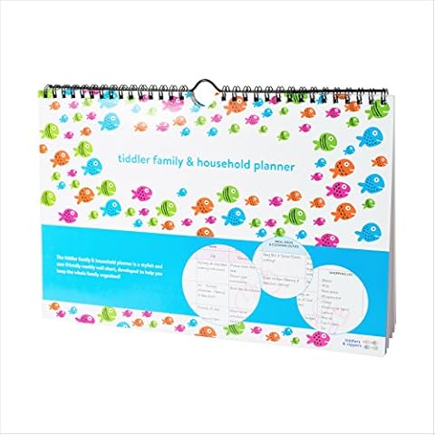 tiddler Family & Household Planner | Undated Weekly Family Organiser/Planner Calendar | Clever Layout in A4 Size | Space for 6 People & 1 Years Planning | Packed with Useful Features (Fish Design) Cover