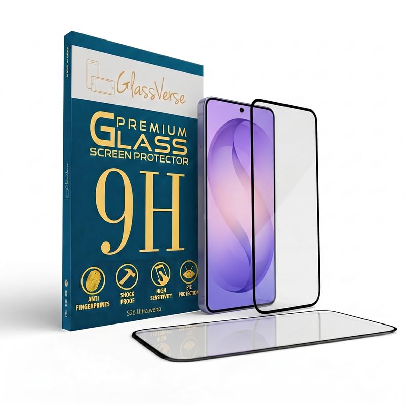 Image of GlassVerse 9H Tempered Glass For Samsung Galaxy S26 Ultra (PACK OF 1) with Free Installation Kit. Full screen Coverage - 6.9 inch
