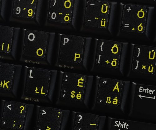 4Keyboard Hungarian Keyboard Stickers With Yellow Lettering On Transparent Background #TOP2