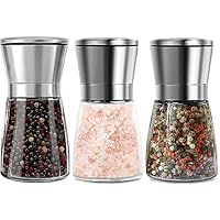 Saliera e Pepiera, 2 pezzi Set Sale e Pepe, 100 ml, Saliera in Vetro e Inox Spargispezie, Barattoli di Spezie