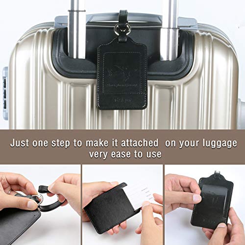 Teskyer Luggage Tag, 3 Pack Premium Pu Leahter Luggage Tags Privacy Protection Travel Bag Labels Suitcase Tags #TOP4