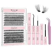 DIY Lash Extension Kit 240pcs Lash Clusters D Curl Eyelash Extension Set(30D+40D-8-16mix Kit)