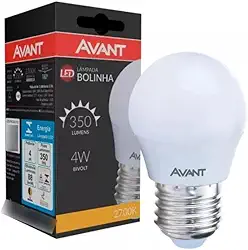Lâmpada Bolinha LED, 4W, 2700K, Soquete E27, Bivolt, Avant