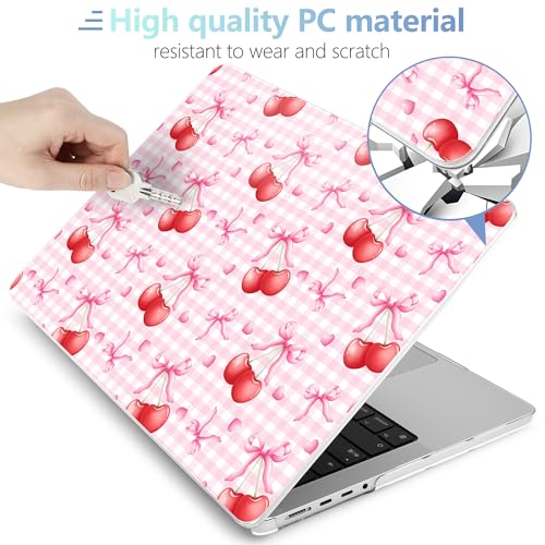 Image of MEEgoodo Case for M5 MacBook Pro 16 inch Case 2026 2024 2023 2021 with M5 M4 M3 M2 M1 Pro /Max Chip, Fit Model A3429 /A3428 /A3403 /A3186 /A2991 /A2780 /A2485, Cherry Bow Pattern