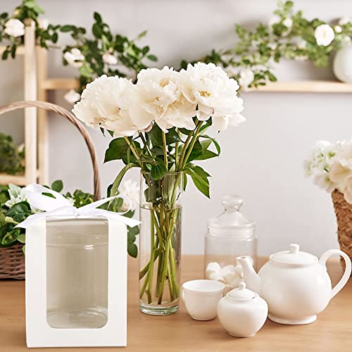 50 Set Wine Glass Gift Box Glassware Display Box Favor Boxes With Clear Window 9 Oz Stemless Wine Glass Storage Box For Wedding Bridal Shower Baby Shower Birthday Parties Favors (White) #TOP4