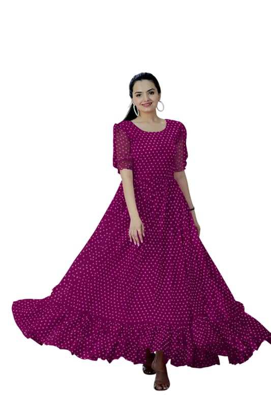 Elegant Women’s Long Gown | Anarkali Style | Flared Floor-Length Dress | Stitched Design No Matardot-picture-13