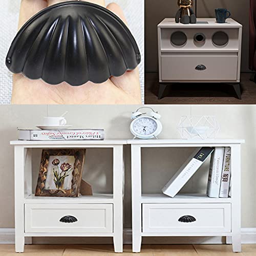 KanDery Vintage Shell Cabinet Knobs, Retro & Chic Carved Drawer Handles, Semicircle Furniture Door Handles, Half Moon Shape, Black - Image 4