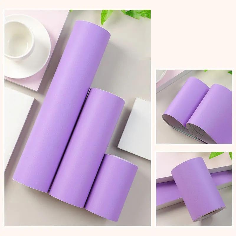 Dostear Peel and Stick Wallpaper Border Self-Adhesive Wall Border Sticker Home Ceiling Decorative Border for Bathroom Living Room Kitchen Light Purple 30cm X 500cm