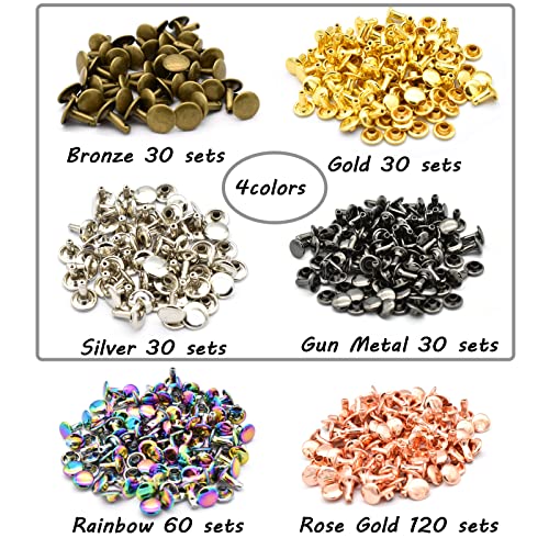 Rainbow Leather Rivets-8Mm Double Cap Rivet Rivets Kit For Leather Craft 60 Sets Rivets Leather Decoration Rivet Studs For Purse Bags Handbags  #TOP2
