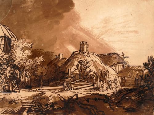 Tableau Cottages Before a Stormy Sky Rembrandt pour une Ambiance Inspirante