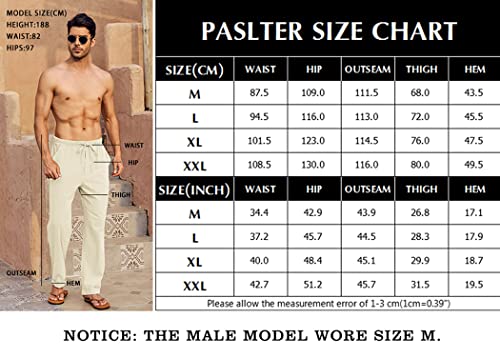 image for PASLTER Mens Casual Linen Pants Loose Fit Straight-Legs Elastic Drawst