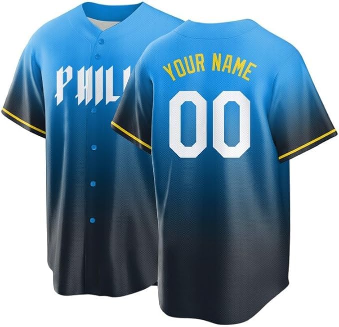 Camiseta personalizada de béisbol con nombre y número para hombres, jóvenes, mujeres y niños miniatura 1