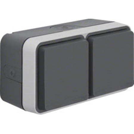 Busch-Jaeger Ocean Wandcontactdoos Ra 3-voudig Horizontaal Klapdeksel Opbouw Ip44