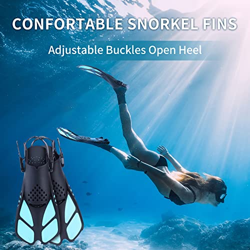 Bomcet Snorkel Fins, Diving Fins, Flippers For Snorkeling, Swimming Fins, Adjustable Flipper Fins For Adults Men/Women, Teens, Lightweight & Compact For Travel #TOP6