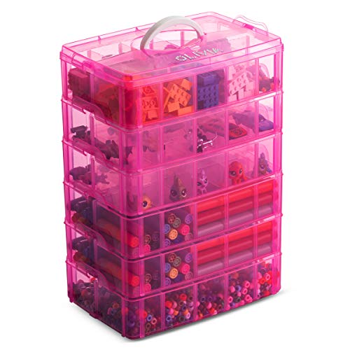 Image of LifeSmart Stackable Bead Storage Organizer Box | DIY Art Craft Case Storage with Adjustable Compartments | Small Plastic Containers with Dividers for Toys, Jewelry, Fishing Tackles and Sewing Supplies