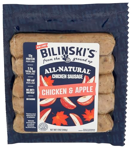 Bilinski, Apple, Ginger & Chardonnay Chicken Sausage, 12 Ounce