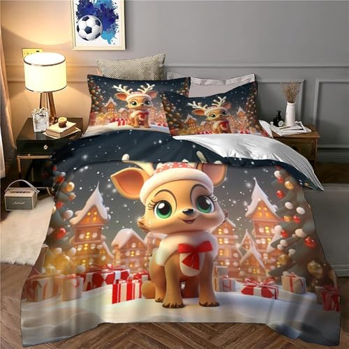 Housse de couette cerf de Noël fermeture éclair drap dou