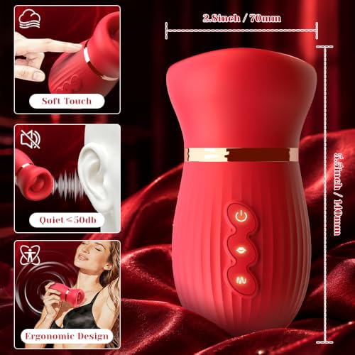 Rose Sex Toys Suction Vibrator. Dual Clamp Tongue Licking Clit Stimulator - Image 5