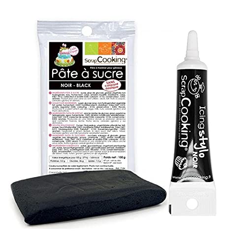 Masilla de azúcar negra 100 g + lápiz negro Icing