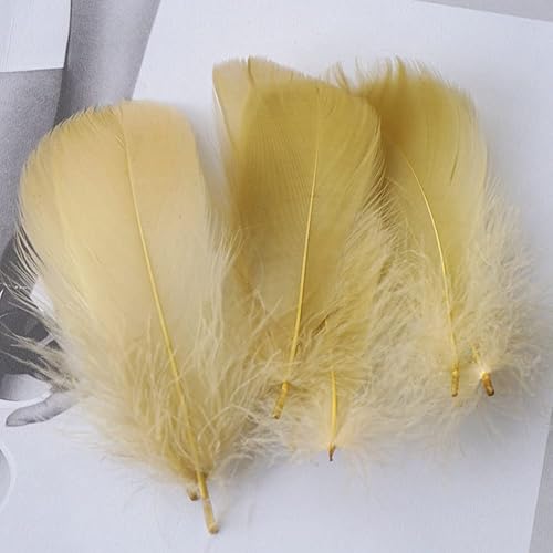 Miniatura 28 de 100 plumas de ganso teñidas naturales doradas, plumas de 3 a 5 pulgadas, plumas de colores surtidos para sombrero, manualidades, manualidades, boda