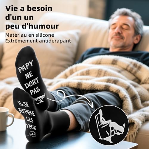 Chaussettes humoristique "Super Papy" – Image 4