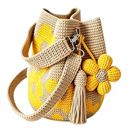 Bolso de playa de ganchillo artesanal tipo tote floral para vacaciones