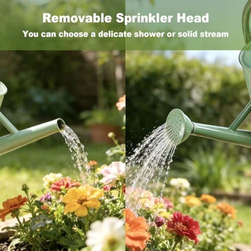 Watering Can for Outdoor&Indoor Plants，1.5 Gallon（5.7L） Metal Watering Can with with Removable Spout，Large Galvanized Steel Garden Flower Water Can Watering Pot with 2 Handles，Cream Green - Thumbnail 5