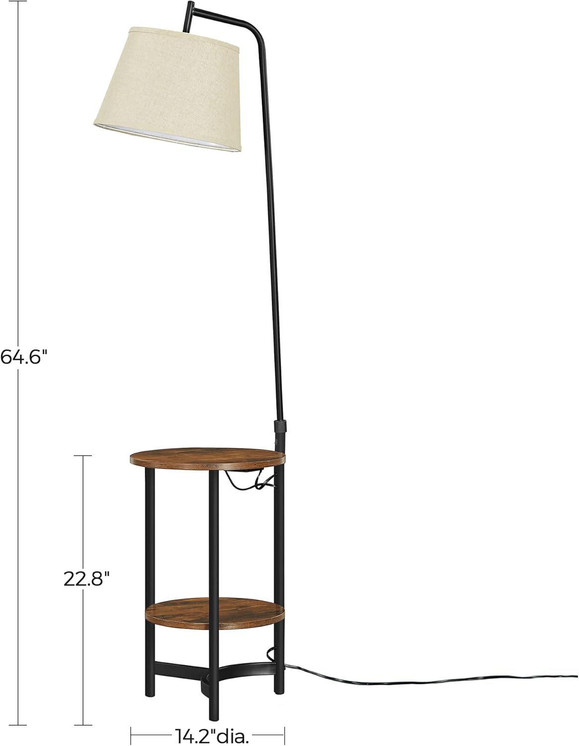Get Cheap Price VASAGLE Floor Lamp with Storage Shelves, Nightstand with Lamp Shade, Bedside Table, Steel Frame, Bulb Not Included, Industrial, for Bedroom, Rustic Brown and Black ULFL060B01 Limited Discount VASAGLE Floor Lamp with Storage Shelves, Nightstand with Lamp Shade, Bedside Table, Steel Frame, Bulb Not Included, Industrial, for Bedroom, Rustic Brown and Black ULFL060B01
