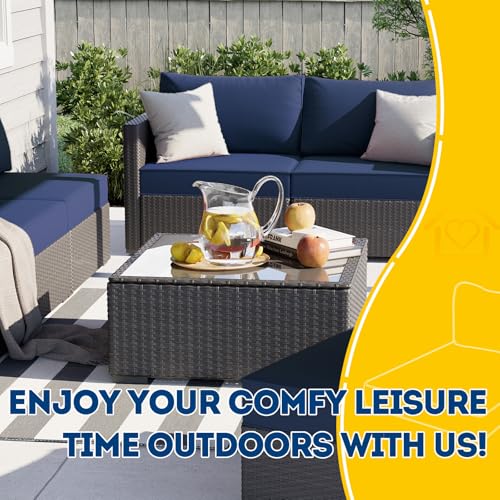 Image of AAAAAcessories Outdoor Deep Seat Cushions, Waterproof, Fade-Resistant Patio Furniture Replacement Cushions, 25.5 inch x 25.5 inch x 5 inch + 25.5 inch x 13.5 inch, Set of 2, Navy Blue