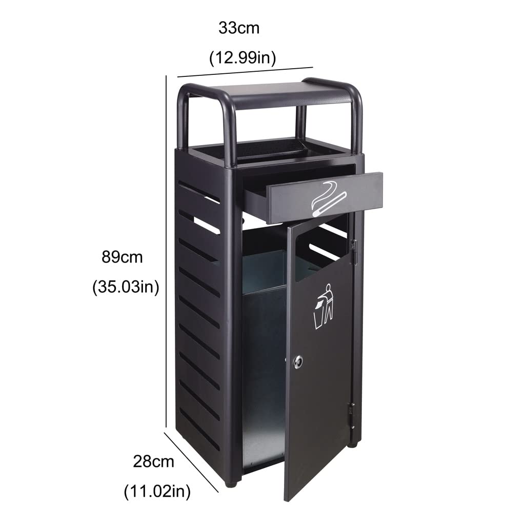 Mülleimer für draußen/drinnen, Mülleimer für draußen, Edelstahl, rechteckig, kommerzieller Mülleimer aus Aluminiumguss mit Schublade, Aschenbecher, Sortier-Mülleimer, Verwendung im Garten, auf der Te