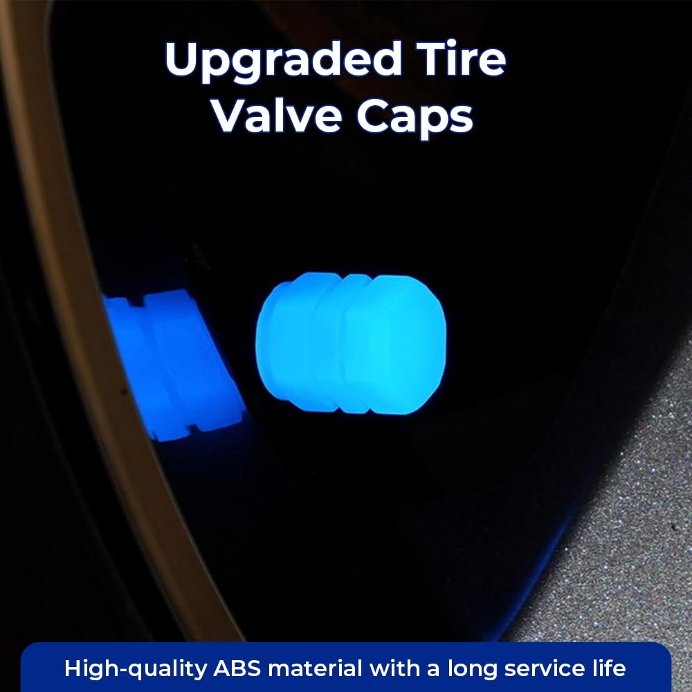 2026 Upgrade Glow in The Dark Tire Valve Caps, Fluorescent Stem Caps Universal for Car SUV Motorcycle Bicycle Truck, Glow Valve Stem Caps Night Visibility Accessories (5 Color-20pcs) - 4