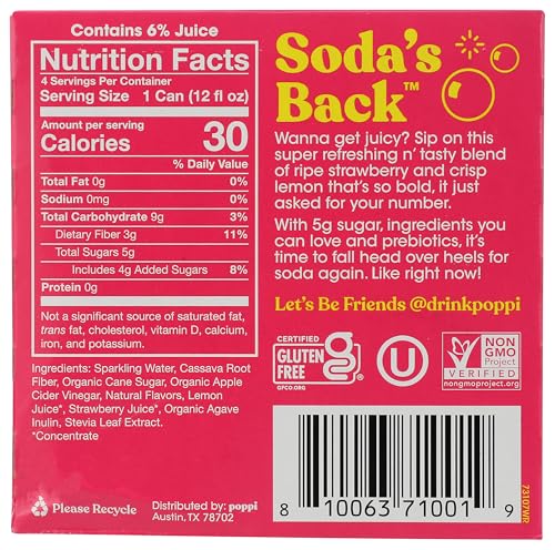 Poppi Strawberry Lemon Prebiotic Soda 4 pack - image 2