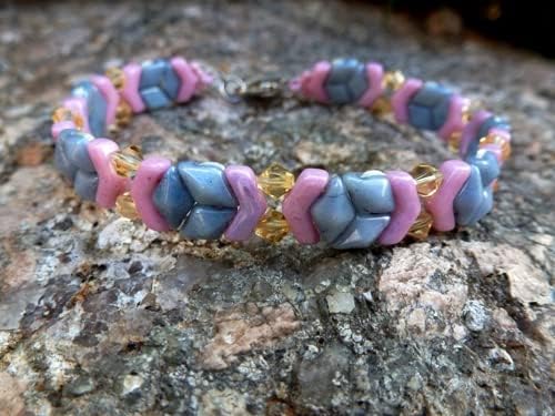 24 pcs Arrow Czech 2-Hole Glass Beads 8 x 5 mm, Mix of matt Metallic Colors