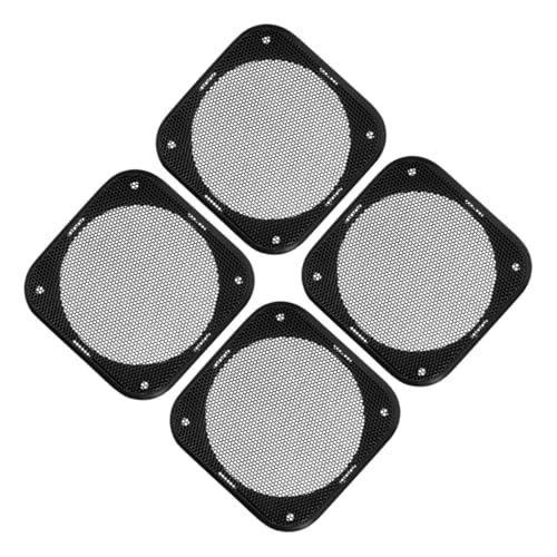 HAPINARY 4pcs Square Speaker Grill Cover Decorative Metal Mesh Net for Car and Installation and Mesh Black