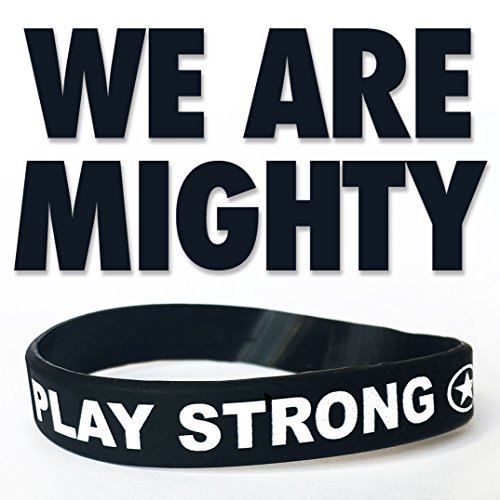 Play Strong Motivational Wristband Bracelets (Green, 6-Pack, Classic 1/2 x 7 Youth Size) Durable Silicone Bracelets, Team Coach Athlete Motivation #AllProfitsToHelpKids