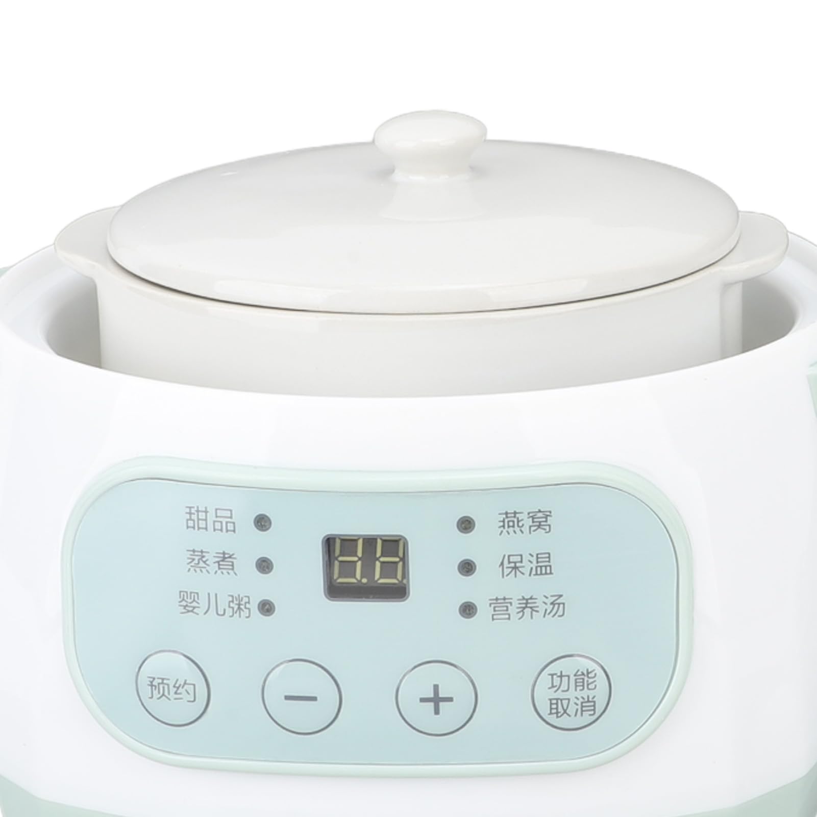 Olla de Cocción Lenta Pequeña, Olla de Cocción Lenta con Temporizador ABS de Cerámica Verde 200W para el Hogar (Airship0u1dn5abc-12)