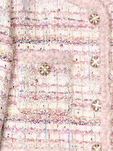 Women's Tweed Coat Long Sleeve Elegant French Socialite Blossom Romantic Tweed Braided Jacket4